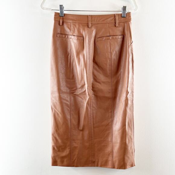 Sanctuary by Evereve Triple Threat Vegan Leather Midi Skirt Rawhide Camel Brown - Picture 5 of 5